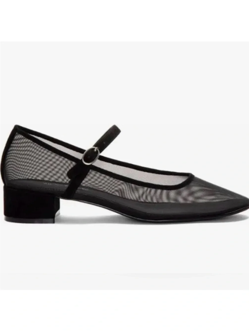 Jeffrey Campbell Top Tier Mary Jane Black Mesh Ballerina Pumps